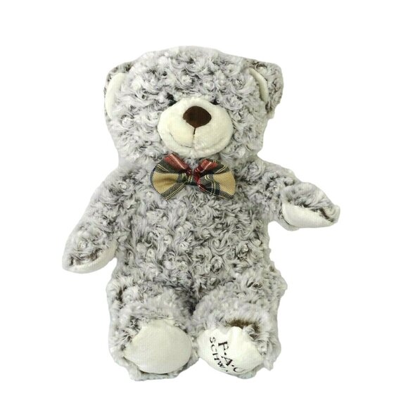 FAO Schwartz Bow Tie Plush Teddy Bear Stuffed Animal Curly Frosty Hair Brown 18" - Picture 2 of 8